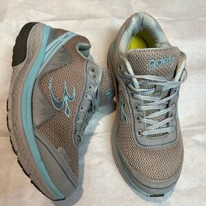 Gray and Blue Mesh Athletic Shoes with Cushioned Sole